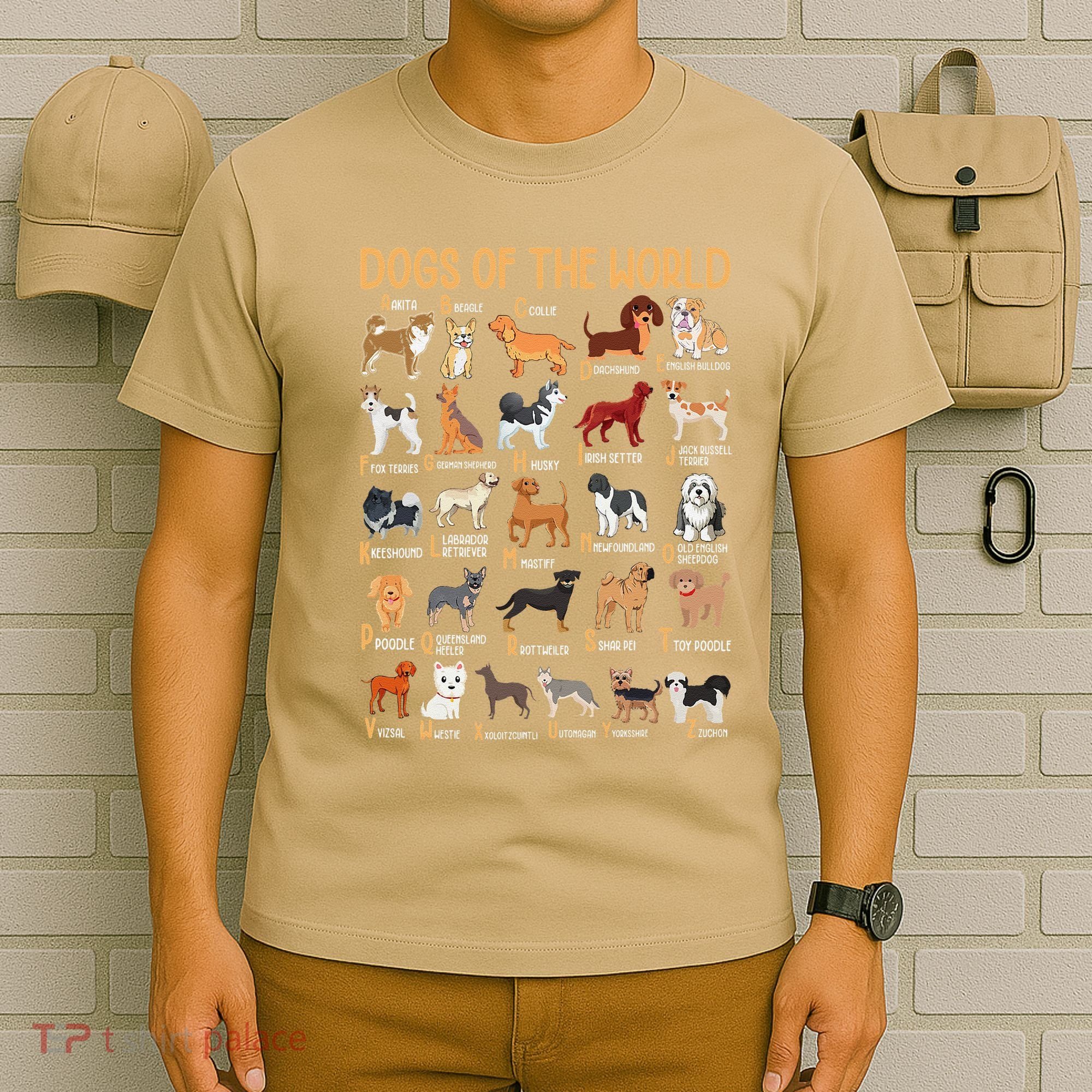 Alphabet Dog Breeds Various Kawaii Cartoon Dogs Dog T-Shirt