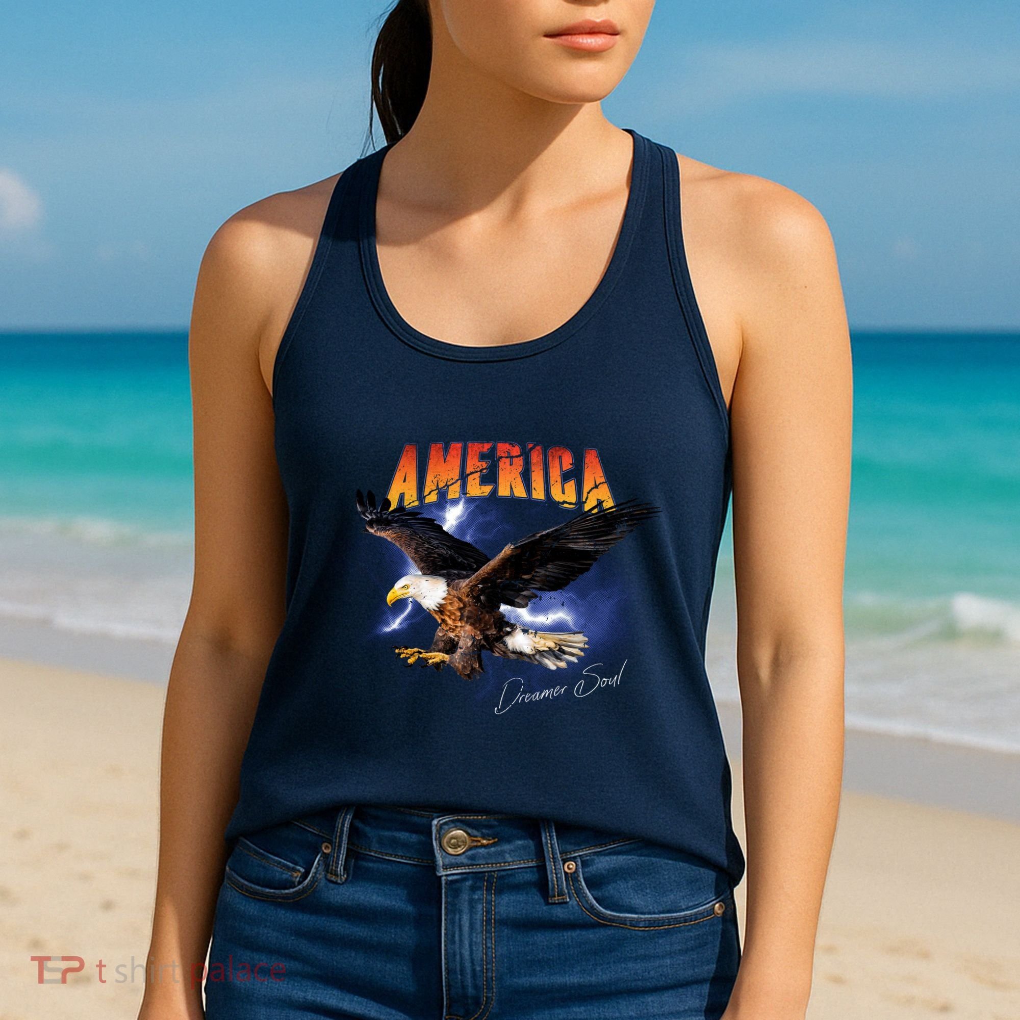 American Dreamer Bald Eagle In Action Women's Tank Top