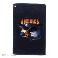 American Dreamer Bald Eagle In Action Golf Towel thumb 0