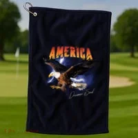 American Dreamer Bald Eagle In Action Golf Towel thumb 1