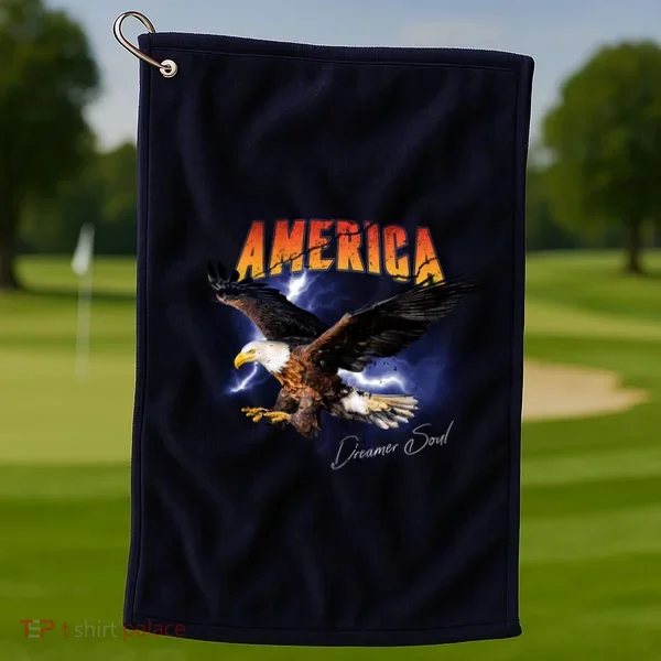 American Dreamer Bald Eagle In Action Golf Towel