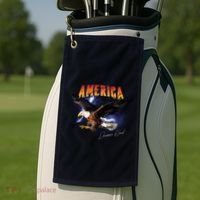 American Dreamer Bald Eagle In Action Golf Towel thumb 2