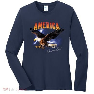 American Dreamer Bald Eagle In Action Women's Long Sleeve Shirt