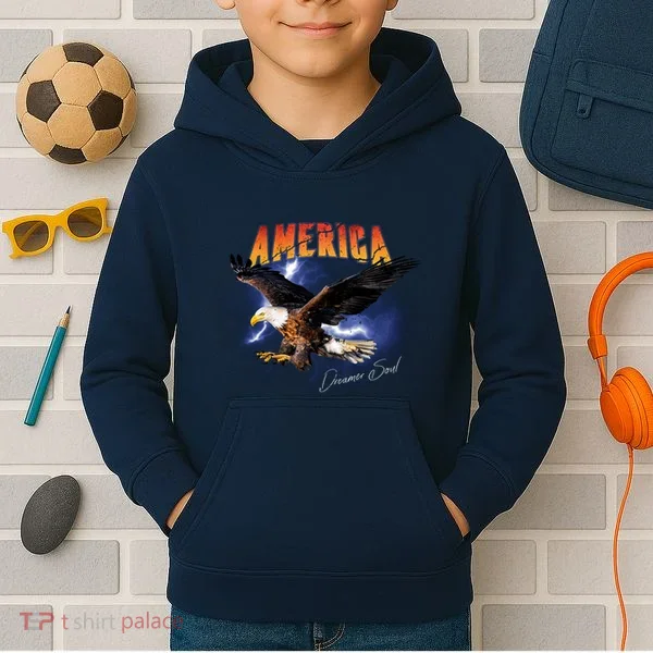 American Dreamer Bald Eagle In Action Kids Hoodie