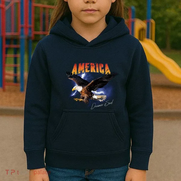 American Dreamer Bald Eagle In Action Kids Hoodie