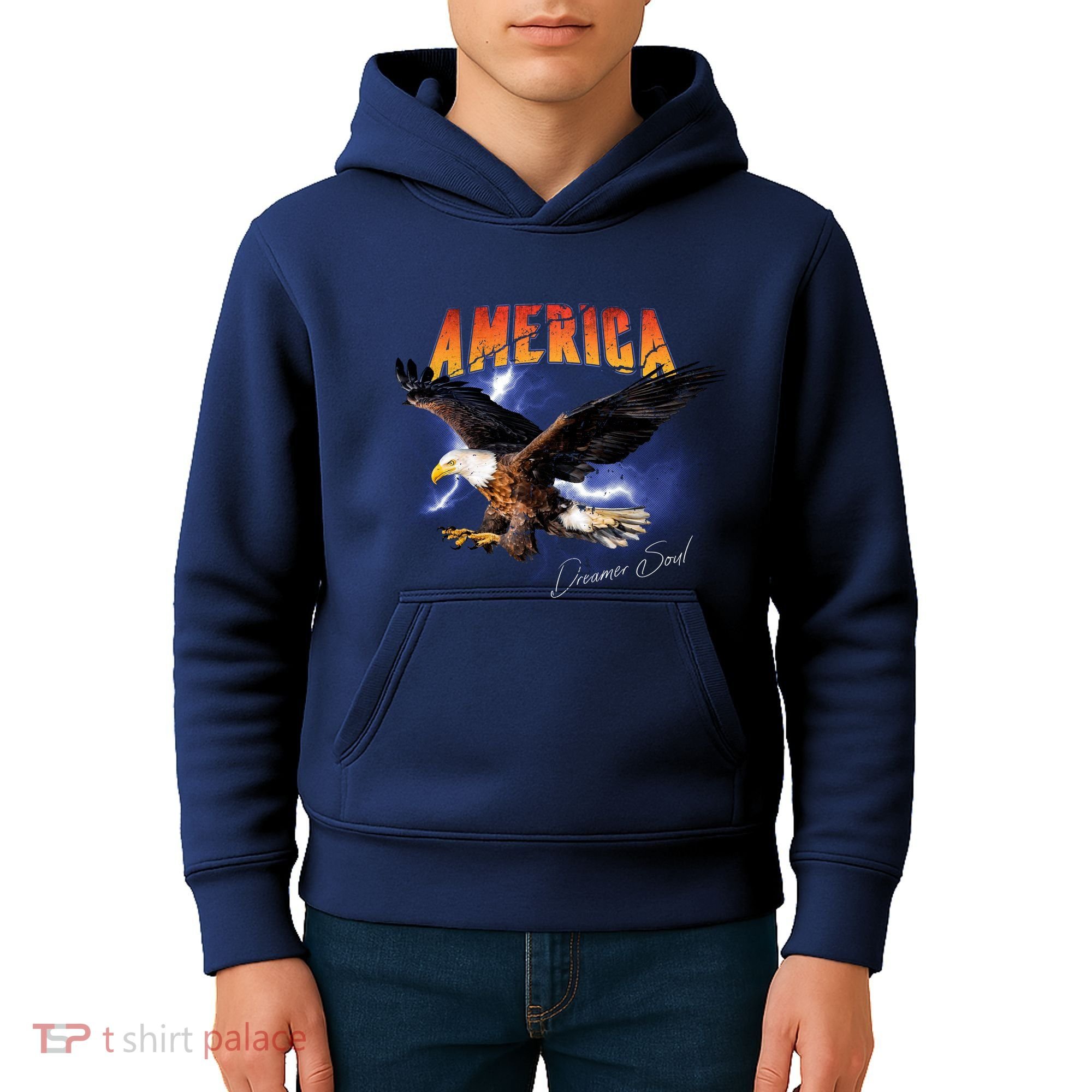 American Dreamer Bald Eagle In Action Kids Hoodie