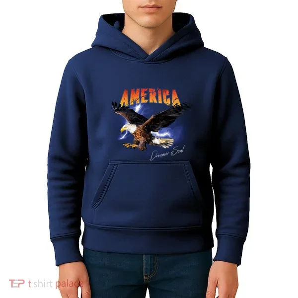 American Dreamer Bald Eagle In Action Kids Hoodie