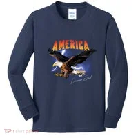 American Dreamer Bald Eagle In Action Kids Long Sleeve Shirt thumb 0