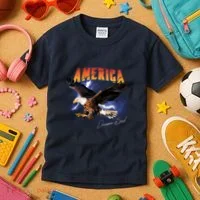 American Dreamer Bald Eagle In Action Kids T-Shirt thumb 3