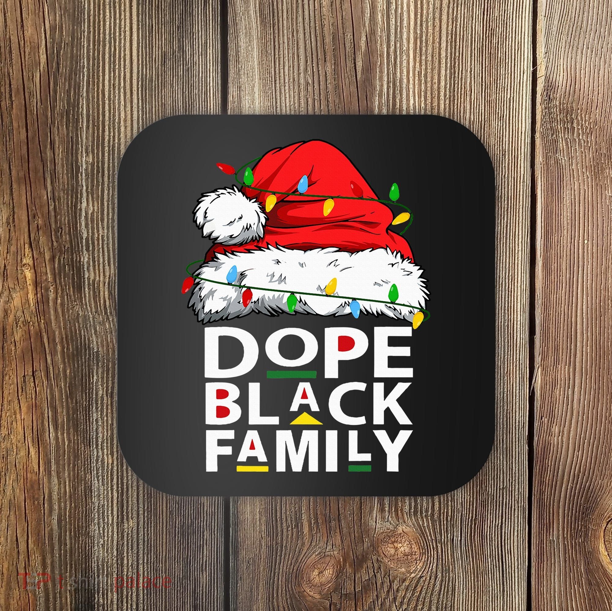 African Dope Black Family Afro Team Santa Matching Christmas Coaster