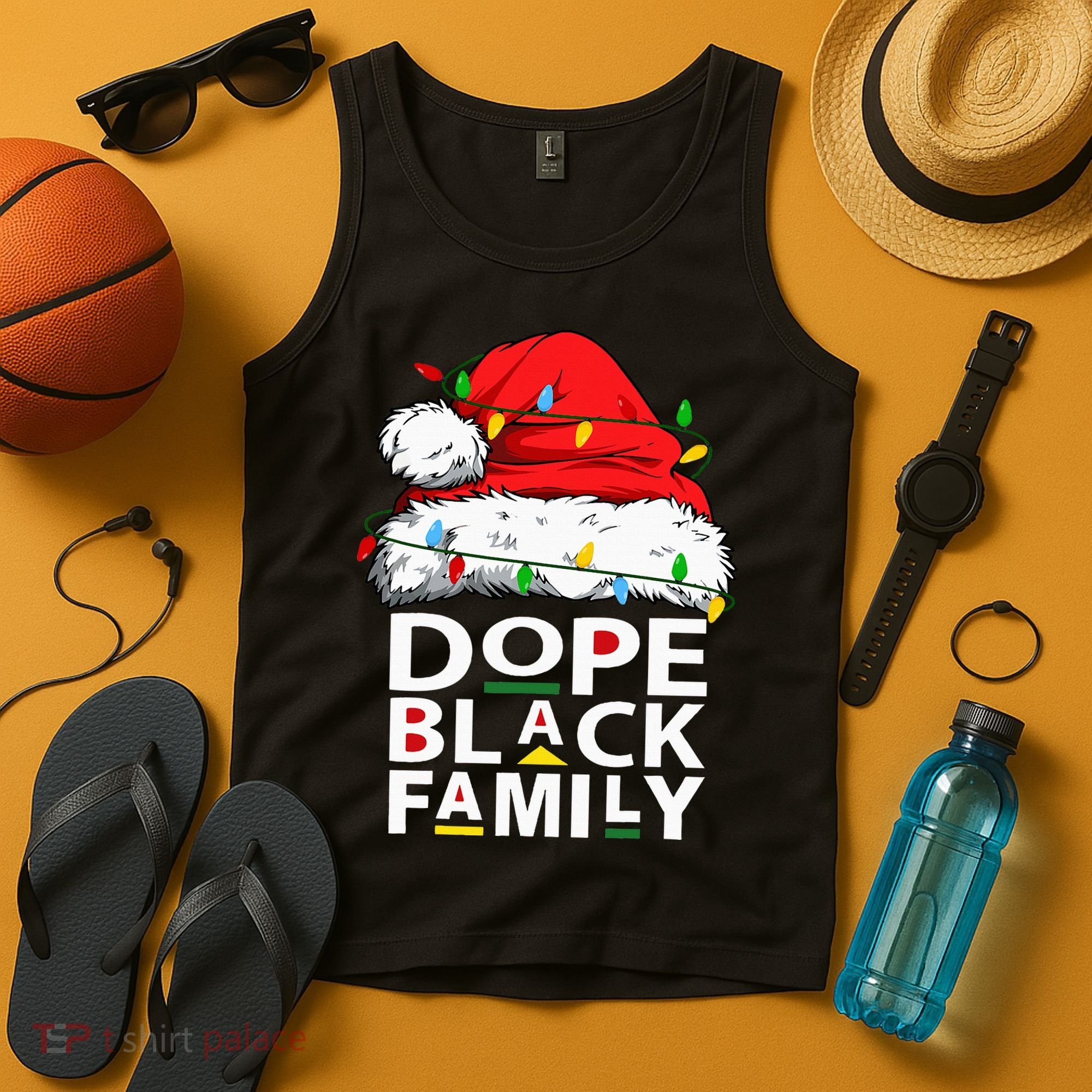 African Dope Black Family Afro Team Santa Matching Christmas Tank Top