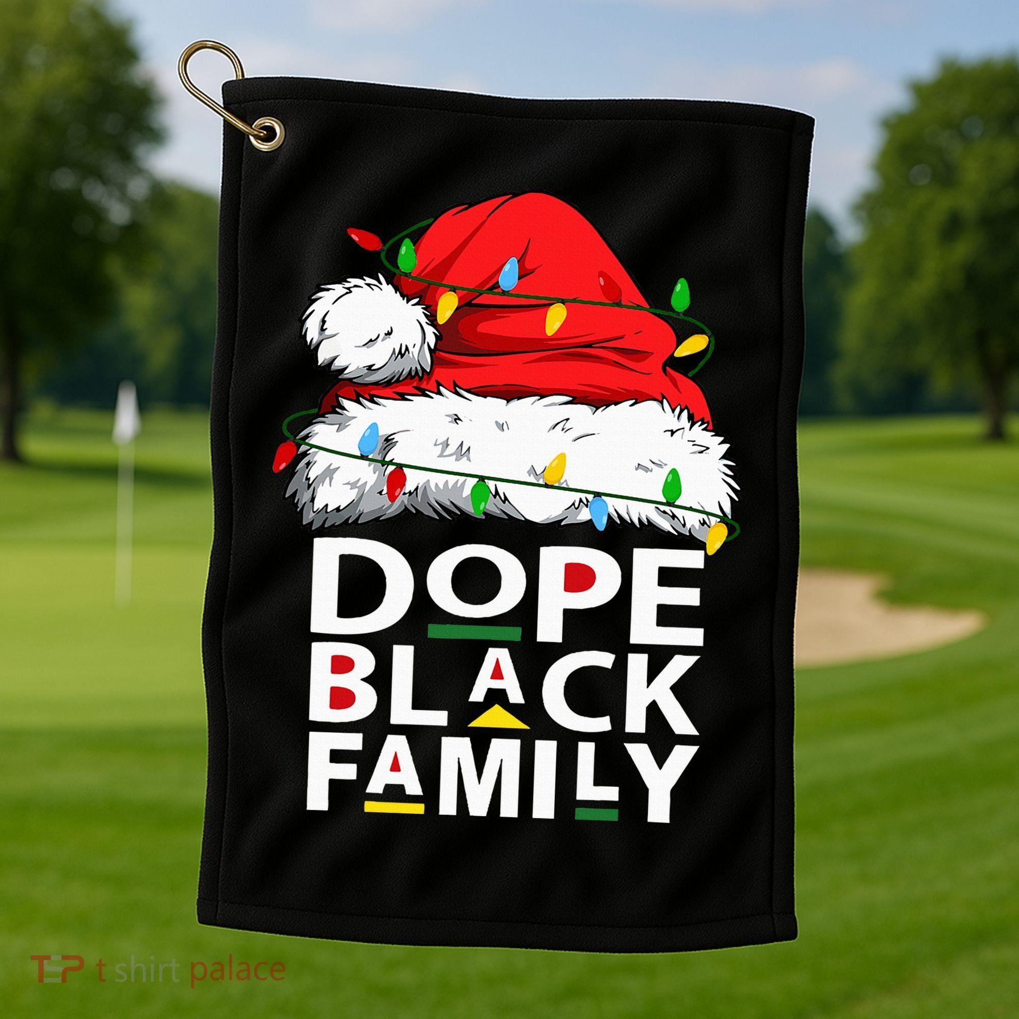 African Dope Black Family Afro Team Santa Matching Christmas Golf Towel