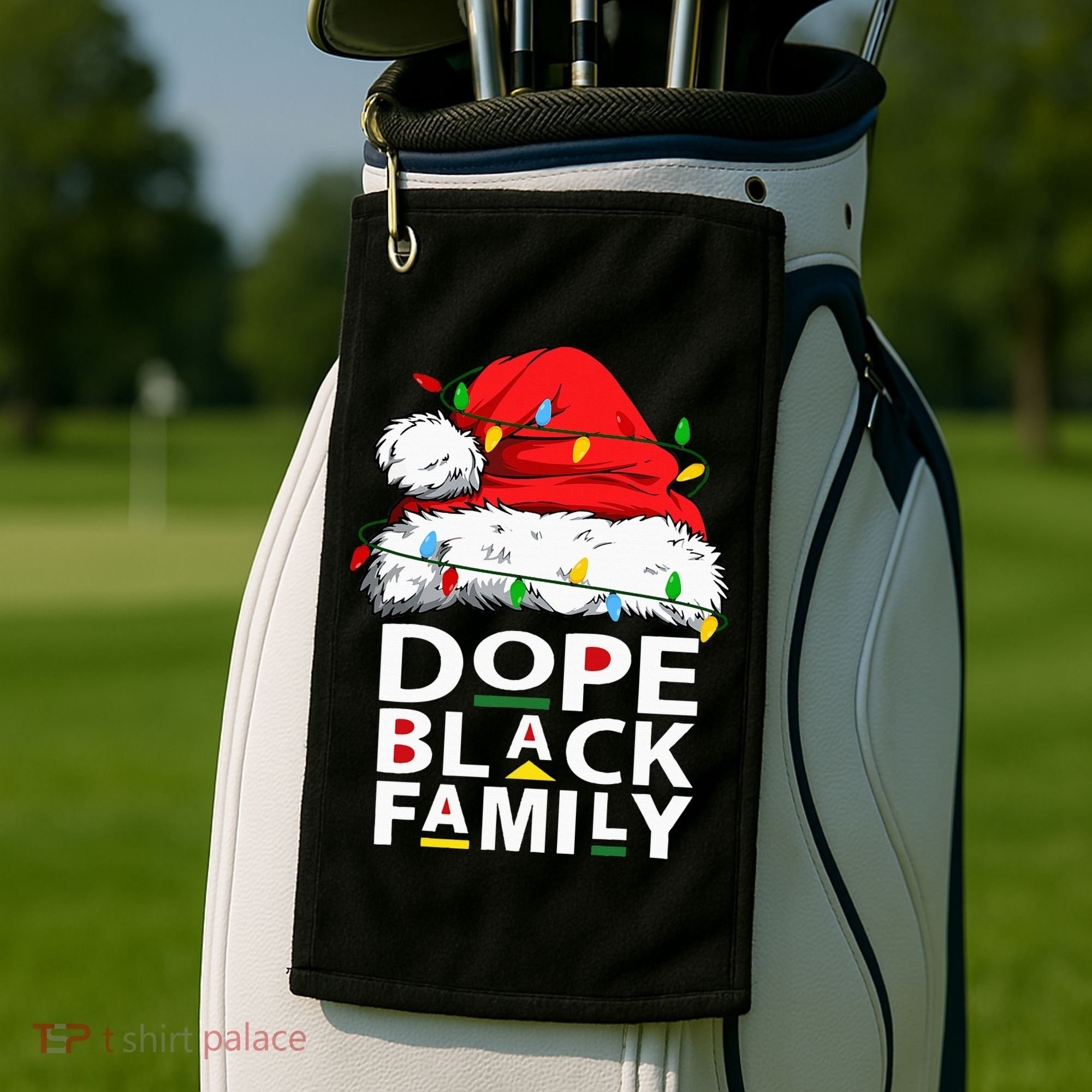 African Dope Black Family Afro Team Santa Matching Christmas Golf Towel