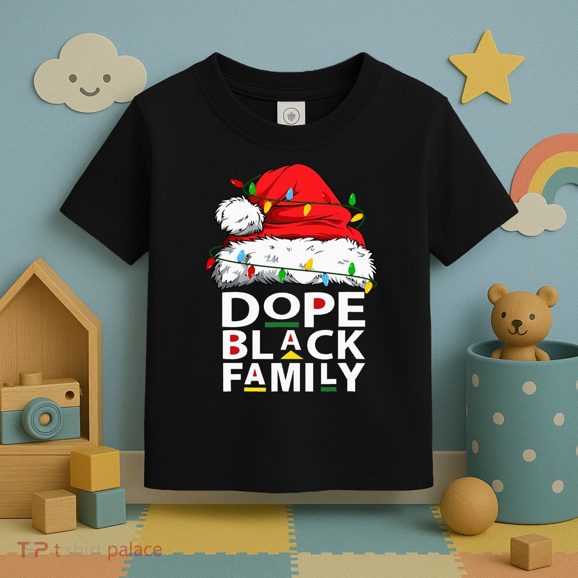 African Dope Black Family Afro Team Santa Matching Christmas Toddler T-Shirt