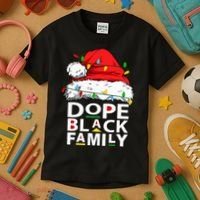 African Dope Black Family Afro Team Santa Matching Christmas Kids T-Shirt thumb 3