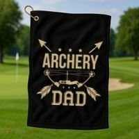 Archery Dad Bow Arrow Hunting Gift Shooting Race Golf Towel thumb 1