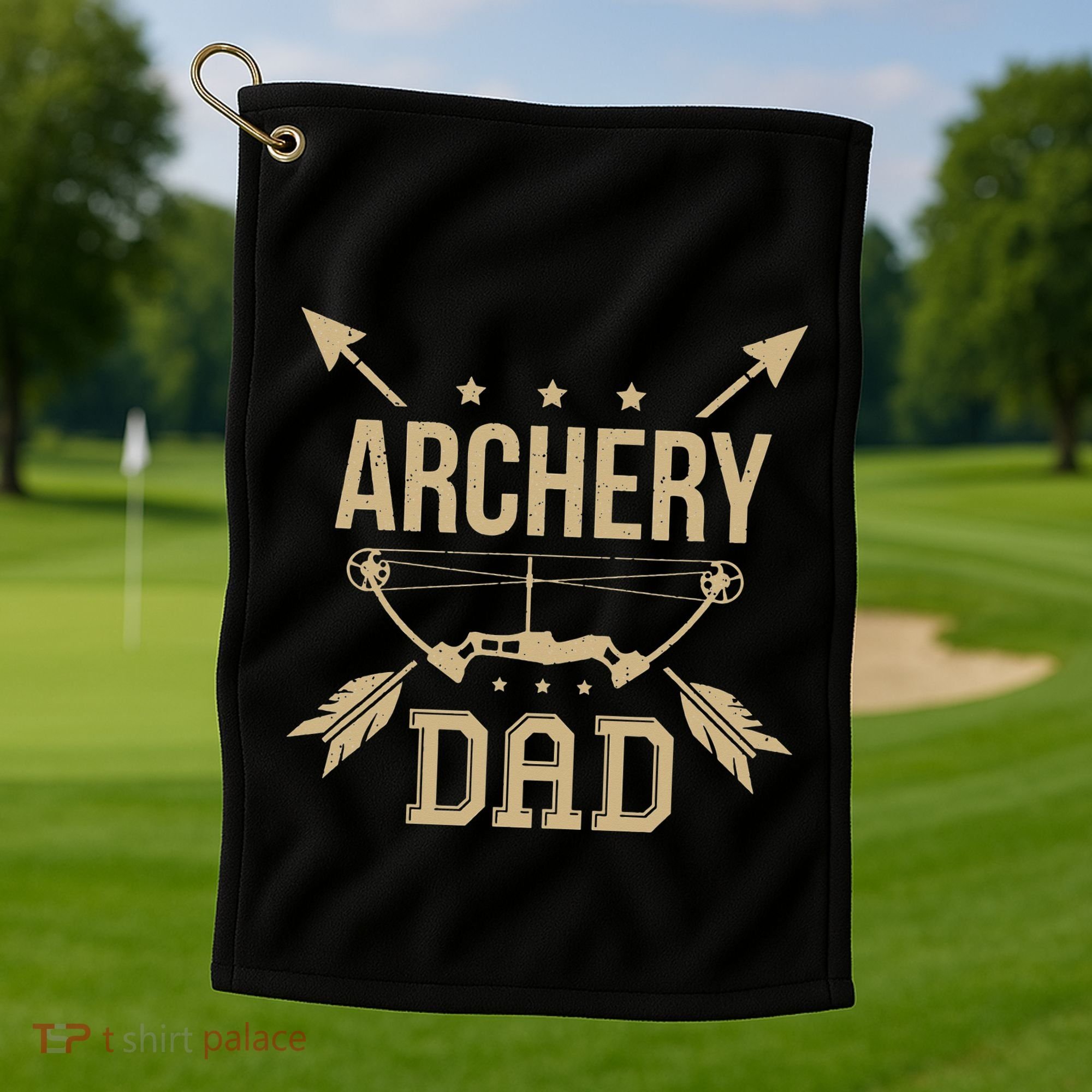 Archery Dad Bow Arrow Hunting Gift Shooting Race Golf Towel