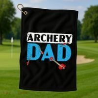 Archery Dad Bow Arrow Shooting Sport Archer Fathers Day Gift Golf Towel thumb 1