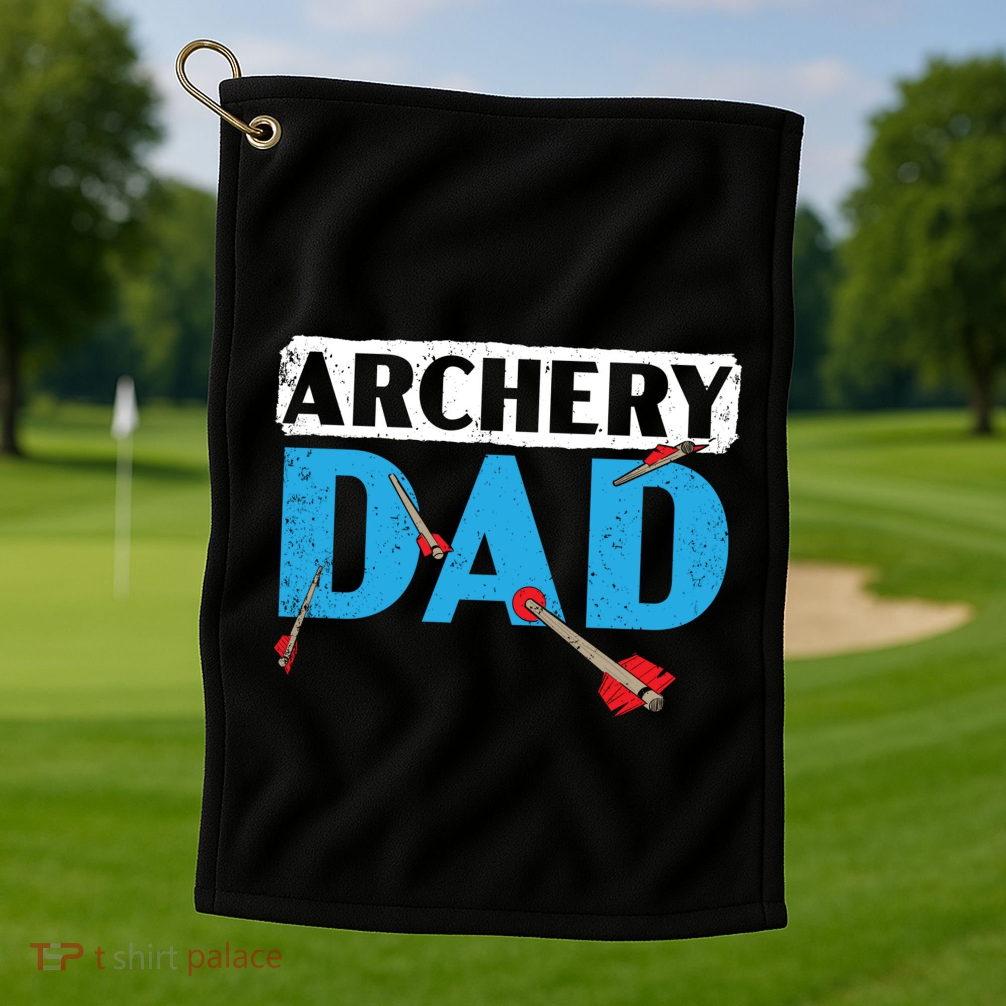 Archery Dad Bow Arrow Shooting Sport Archer Fathers Day Gift Golf Towel