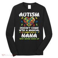 Autism Doesnt Come With Manual Nana Awareness Grandma Long Sleeve Shirt thumb 0