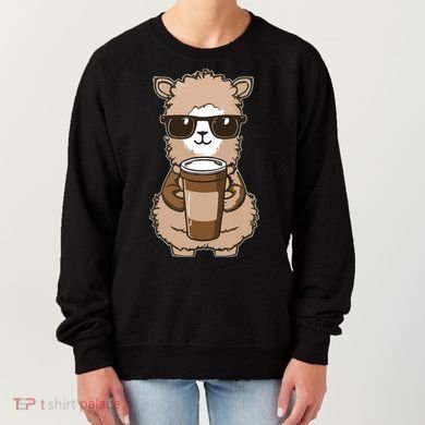 Alpaca Drinking Coffee Funny Llama And Coffee Lover Women's Sweatshirt