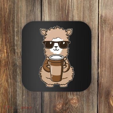 Alpaca Drinking Coffee Funny Llama And Coffee Lover Coaster