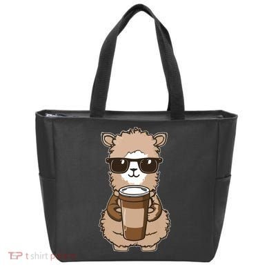 Alpaca Drinking Coffee Funny Llama And Coffee Lover Tote Bag