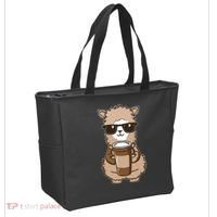 Alpaca Drinking Coffee Funny Llama And Coffee Lover Tote Bag thumb 2