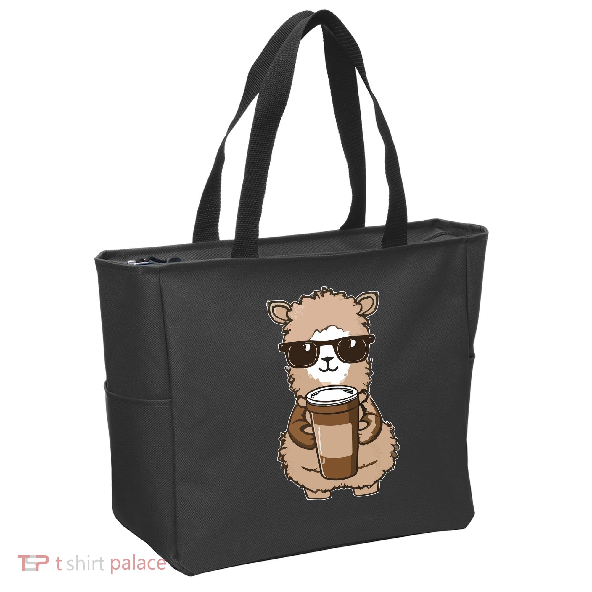 Alpaca Drinking Coffee Funny Llama And Coffee Lover Tote Bag