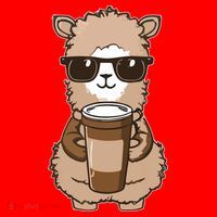 Alpaca Drinking Coffee Funny Llama And Coffee Lover Santa Hat thumb 1