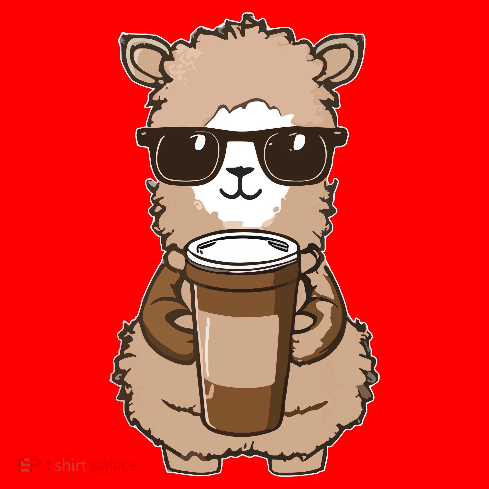 Alpaca Drinking Coffee Funny Llama And Coffee Lover Santa Hat