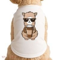 Alpaca Drinking Coffee Funny Llama And Coffee Lover Doggie Tank thumb 0
