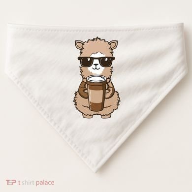 Alpaca Drinking Coffee Funny Llama And Coffee Lover USA-Made Doggie Bandana
