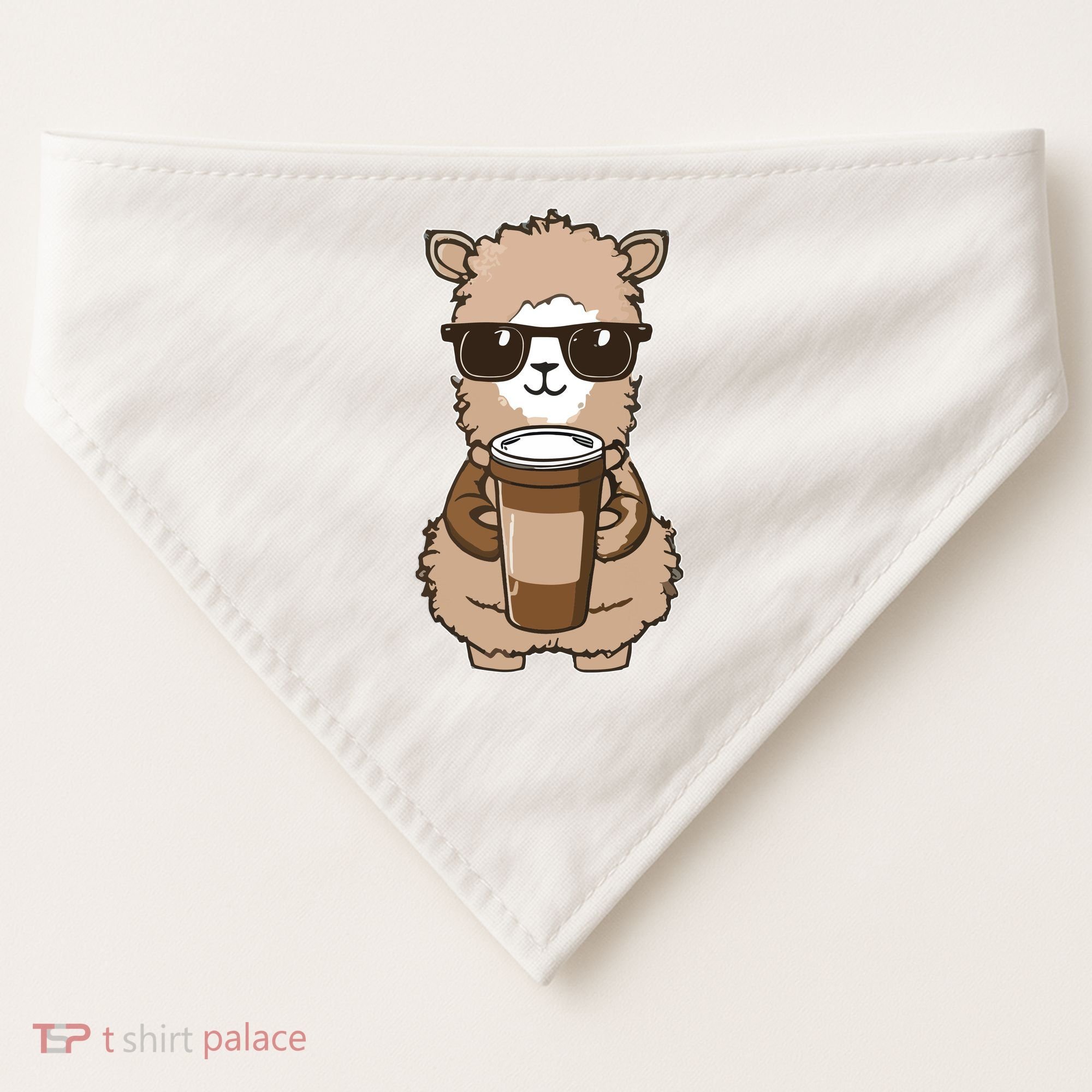 Alpaca Drinking Coffee Funny Llama And Coffee Lover USA-Made Doggie Bandana