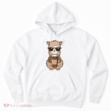 Alpaca Drinking Coffee Funny Llama And Coffee Lover Hoodie