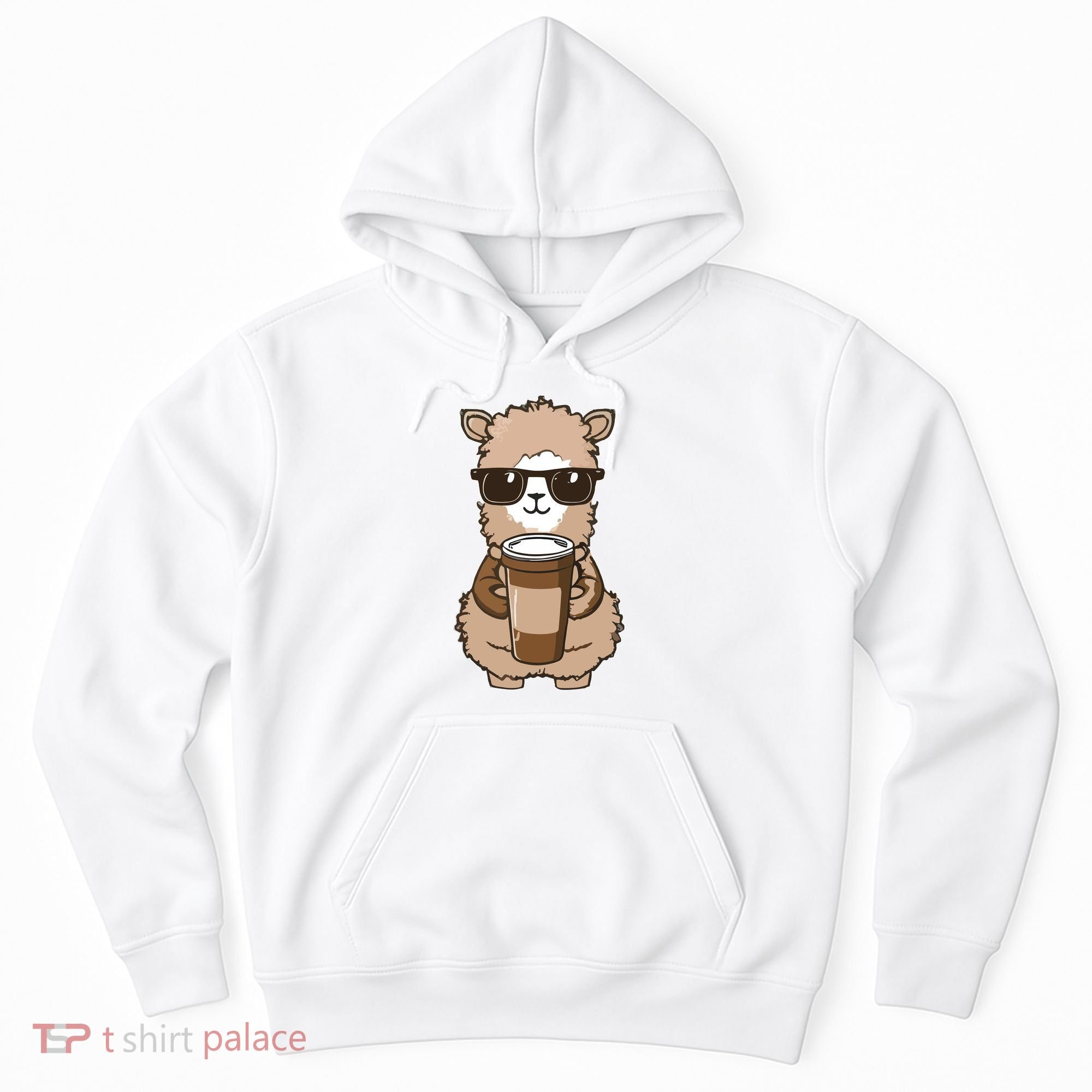 Alpaca Drinking Coffee Funny Llama And Coffee Lover Hoodie