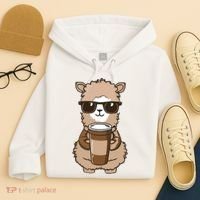 Alpaca Drinking Coffee Funny Llama And Coffee Lover Hoodie thumb 4