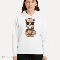 Alpaca Drinking Coffee Funny Llama And Coffee Lover Hoodie thumb 5