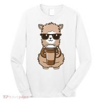 Alpaca Drinking Coffee Funny Llama And Coffee Lover Long Sleeve Shirt thumb 0
