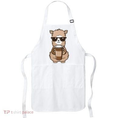 Alpaca Drinking Coffee Funny Llama And Coffee Lover Apron