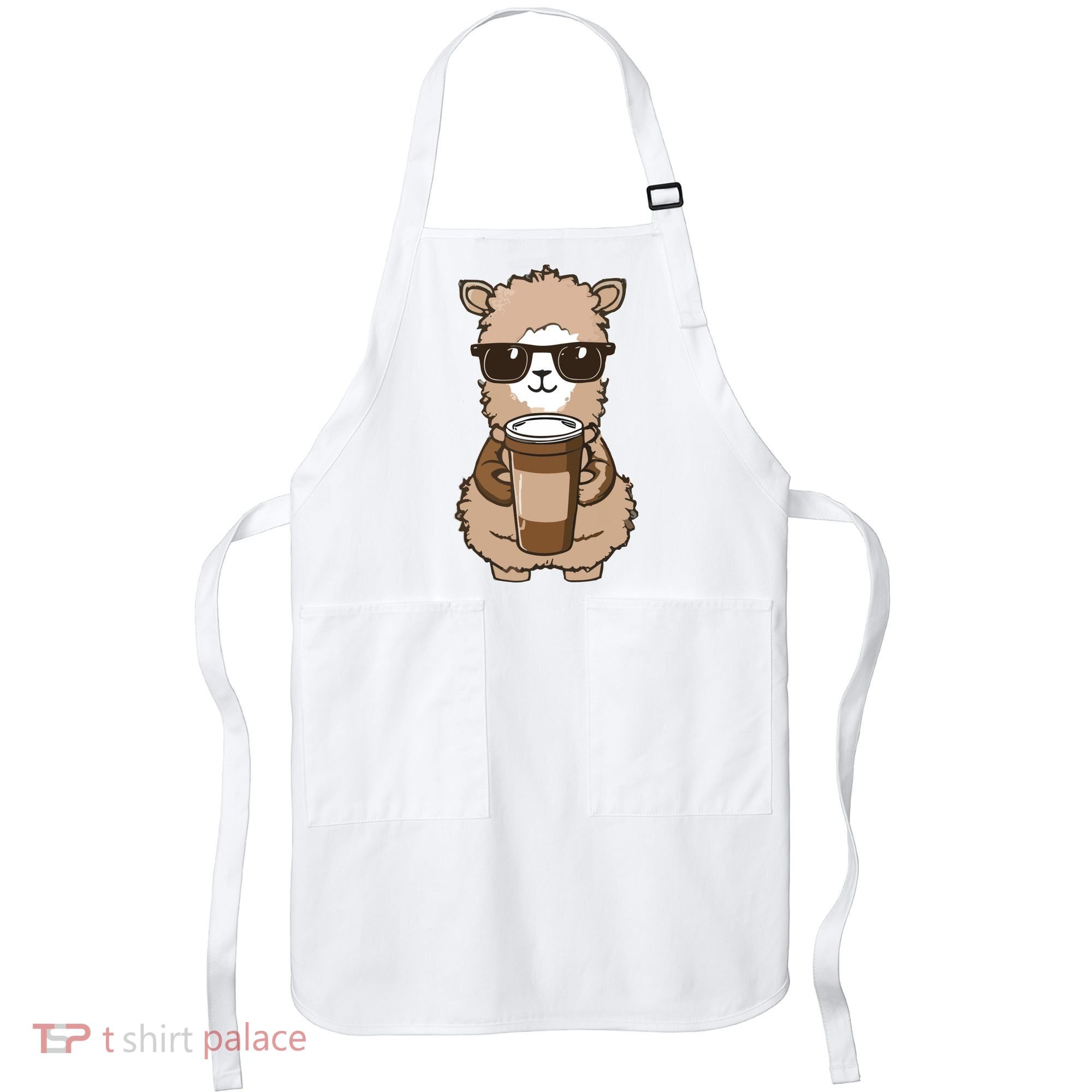 Alpaca Drinking Coffee Funny Llama And Coffee Lover Apron