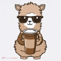 Alpaca Drinking Coffee Funny Llama And Coffee Lover Apron thumb 3