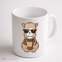 Alpaca Drinking Coffee Funny Llama And Coffee Lover Coffee Mug thumb 1