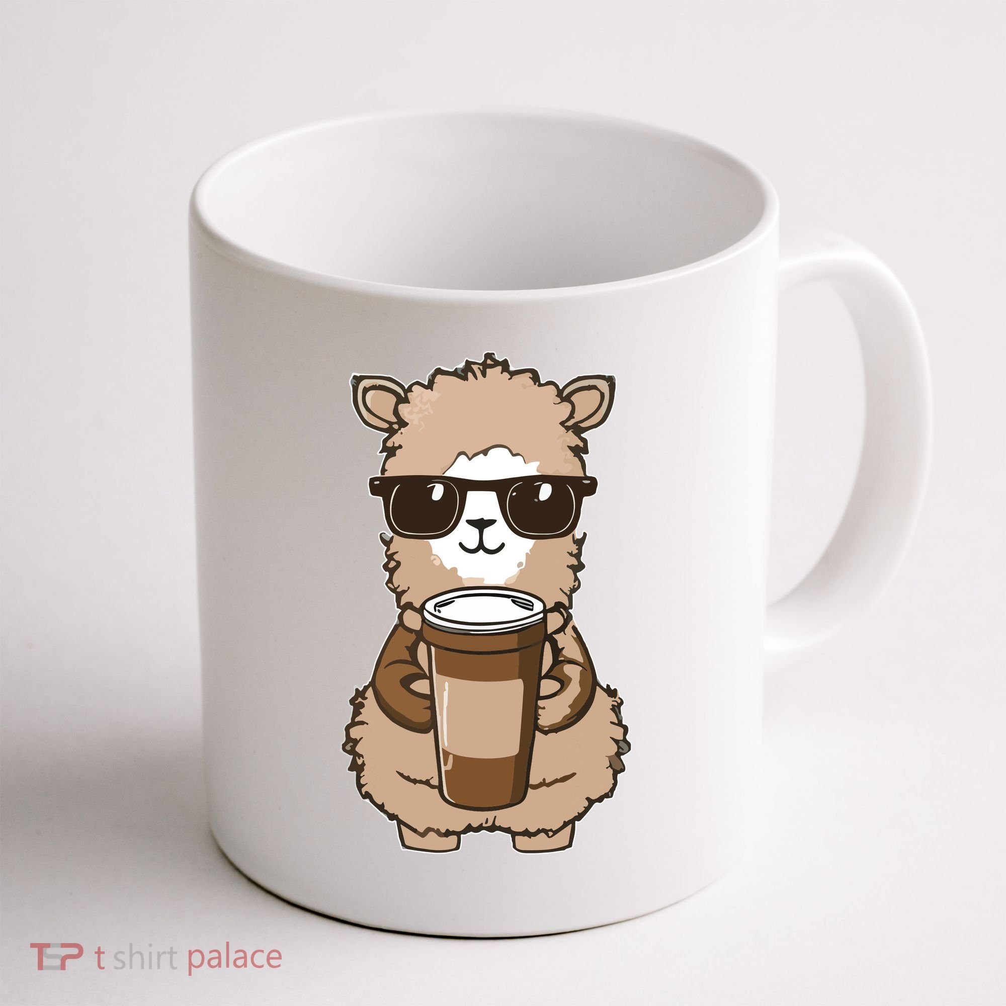 Alpaca Drinking Coffee Funny Llama And Coffee Lover Coffee Mug
