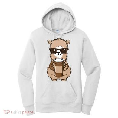 Alpaca Drinking Coffee Funny Llama And Coffee Lover Women's Hoodie