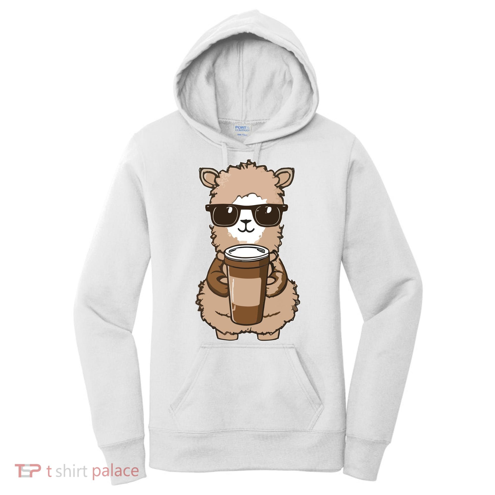 Alpaca Drinking Coffee Funny Llama And Coffee Lover Women's Hoodie