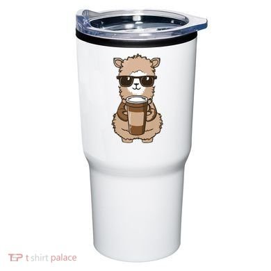 Alpaca Drinking Coffee Funny Llama And Coffee Lover Tumbler