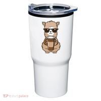 Alpaca Drinking Coffee Funny Llama And Coffee Lover Tumbler thumb 0
