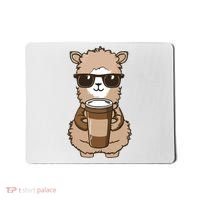Alpaca Drinking Coffee Funny Llama And Coffee Lover Mousepad thumb 0