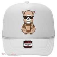 Alpaca Drinking Coffee Funny Llama And Coffee Lover Hat thumb 0